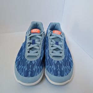 Nike Flex Experience RN5 Blue Geometric Patterned Running Shoes Size 9.5